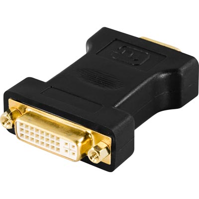 Deltaco DVI sovitin, DVI-I Single Link naaras - VGA uros, musta